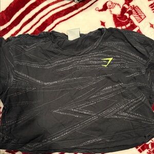 Gymshark Black Crop Top with Yellow Logo